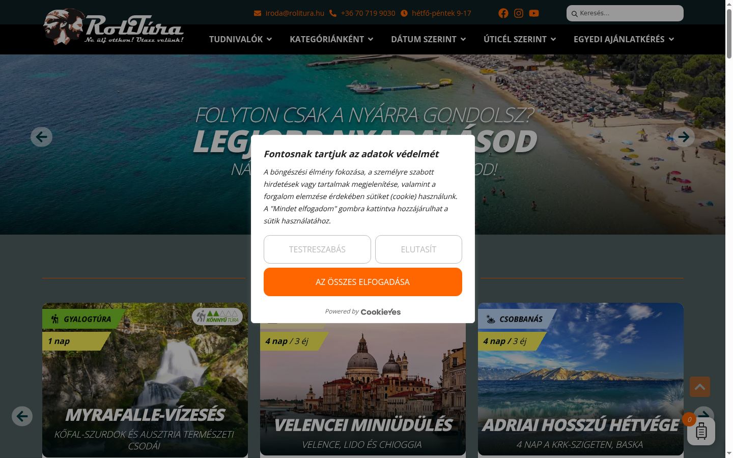 Screenshot del banner di consenso mostrato prima di qualsiasi interazione