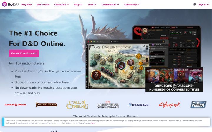 Zrzut ekranu roll20.net