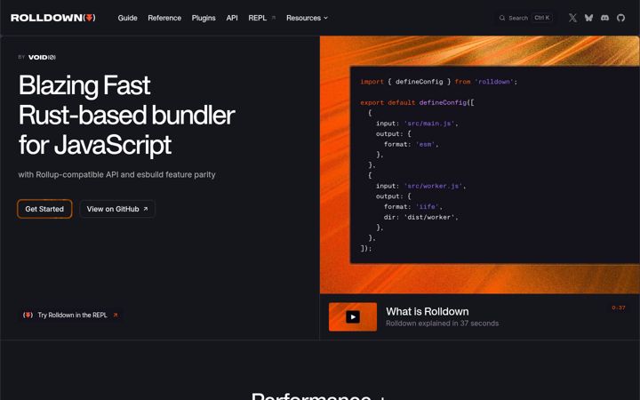 Screenshot of rolldown.rs