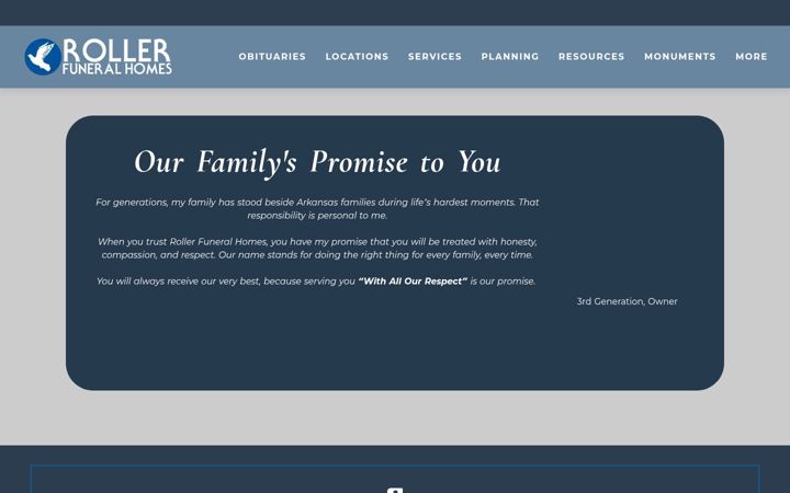 Screenshot of rollerfuneralhomes.com