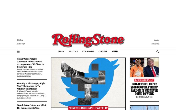 Captură de ecran a rollingstone.com