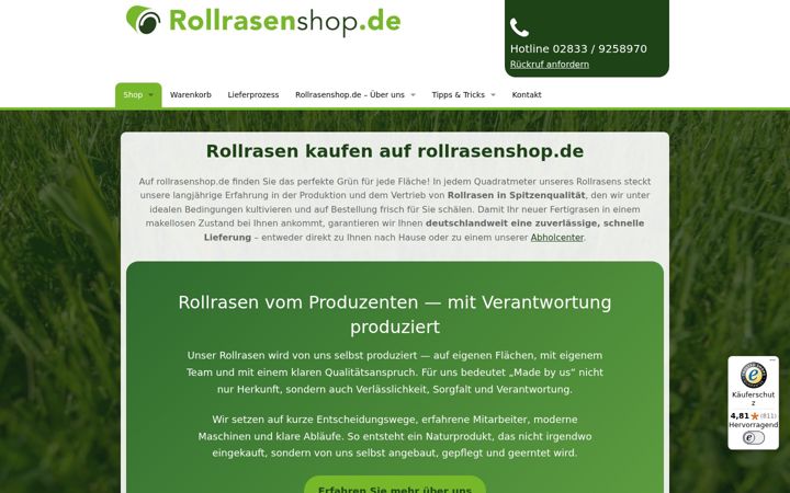 Képernyőkép: rollrasenshop.de