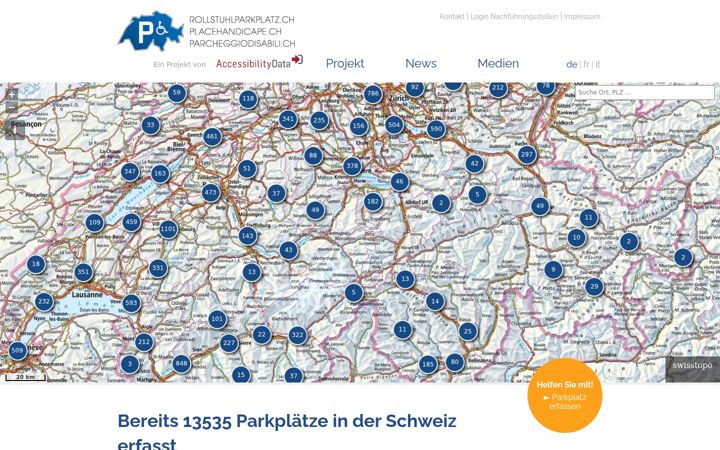 Screenshot of rollstuhlparkplatz.ch