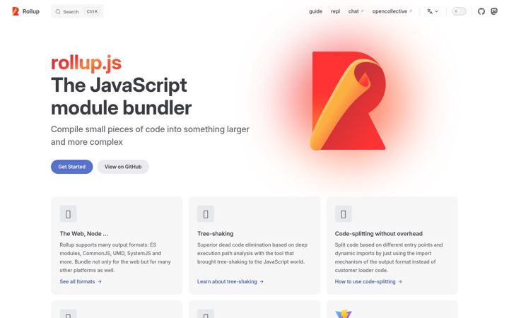 Screenshot of rollupjs.org