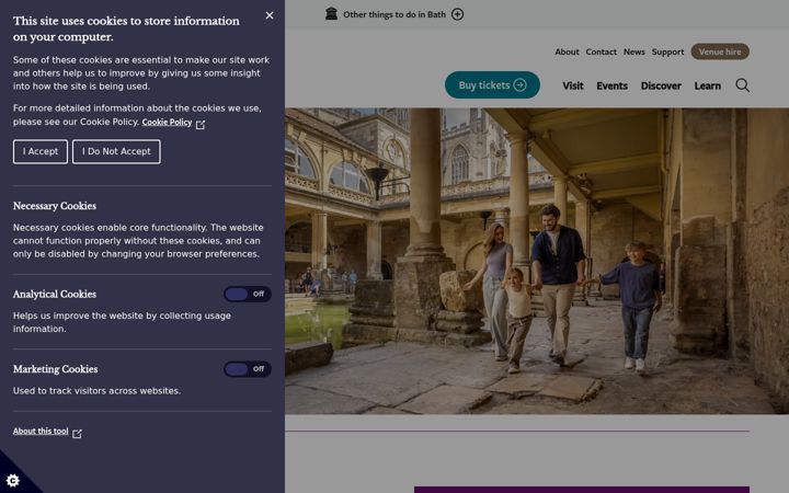 Screenshot of romanbaths.co.uk