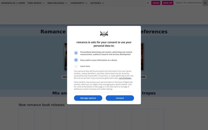 Screenshot of romance.io