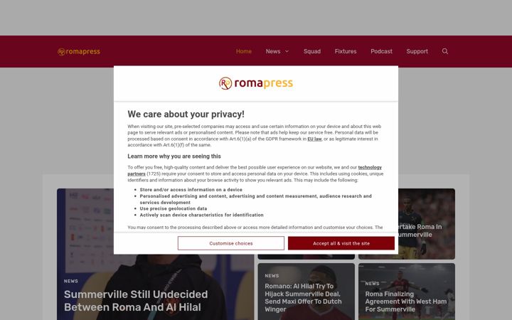 Kuvakaappaus sivustosta romapress.net