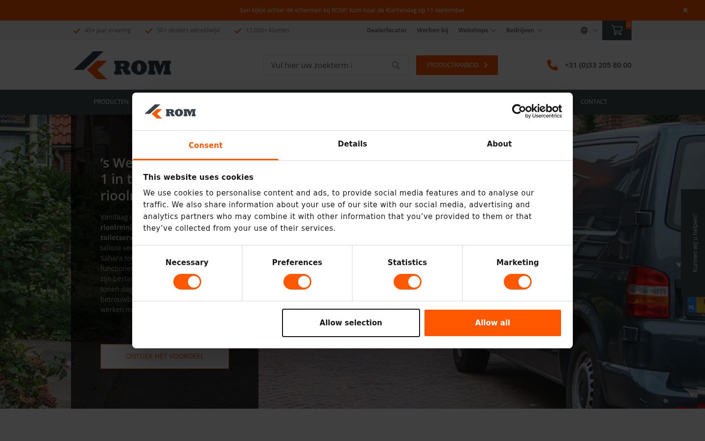 Screenshot of the consent banner shown before any interaction
