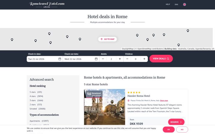 Screenshot of rometravelhotel.com