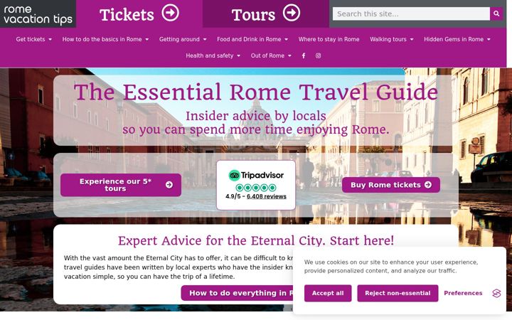 Screenshot of romevacationtips.com