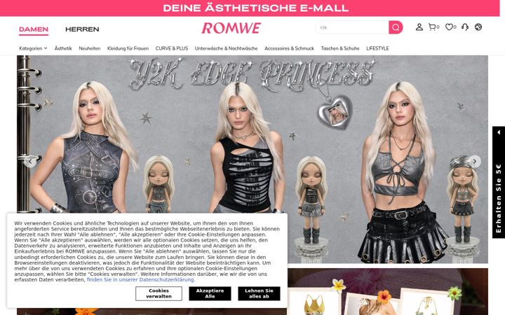 Képernyőkép: romwe.com