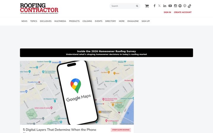 Screenshot of roofingcontractor.com