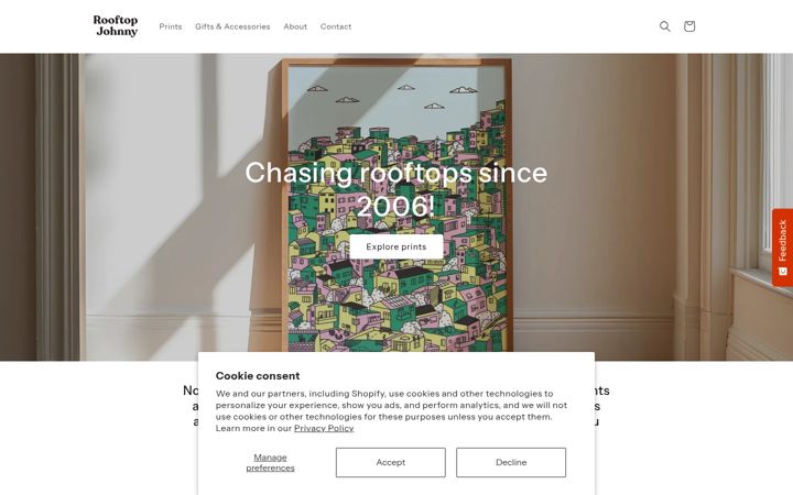Snímek obrazovky rooftopjohnny.com