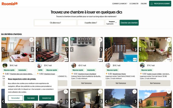Screenshot of roomlala.com