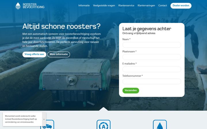 Screenshot of roosterbevochtiging.nl
