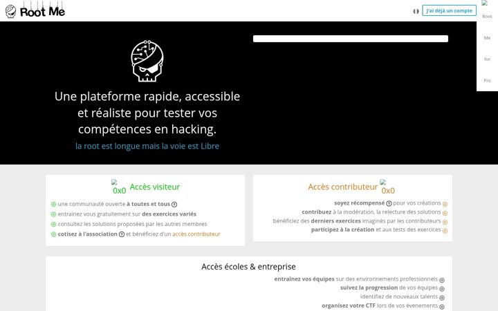 Screenshot of root-me.org