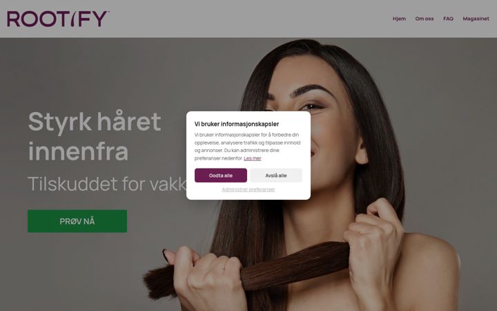 Ekrano kopija rootify.no