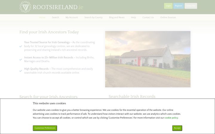 Screenshot of rootsireland.ie