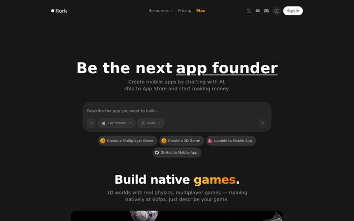 Screenshot of rork.com