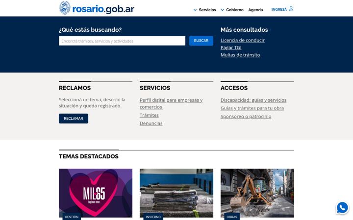 Ekraanipilt saidist rosario.gov.ar
