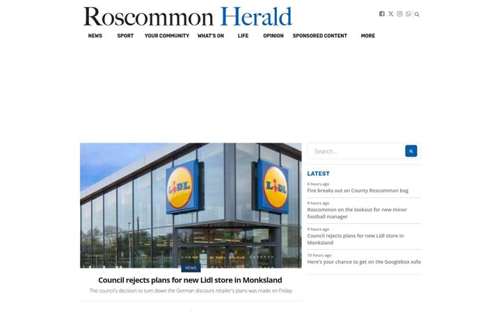 Screenshot of roscommonherald.ie