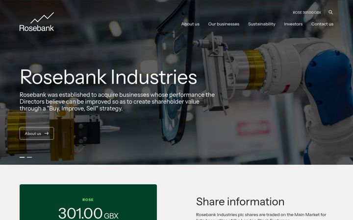 Skjámynd af rosebankindustries.com