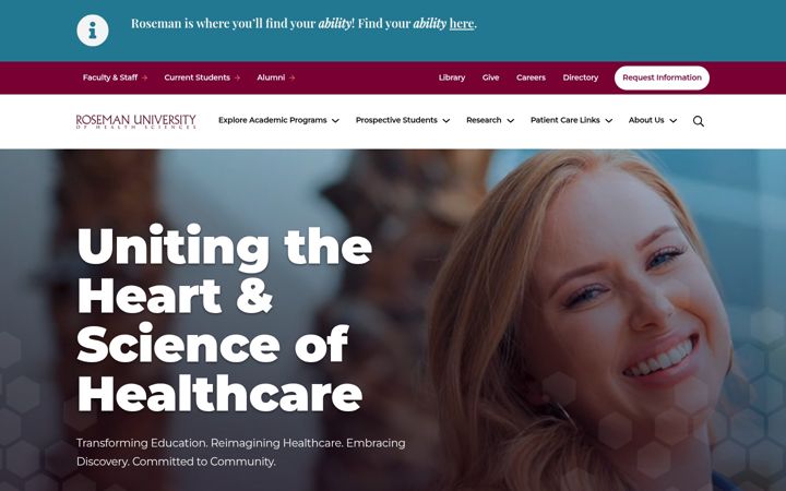Screenshot of roseman.edu