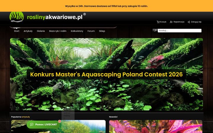 Screenshot of roslinyakwariowe.pl
