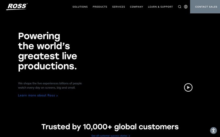 Screenshot of rossvideo.com