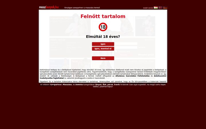 Skjámynd af rosszlanyok.hu