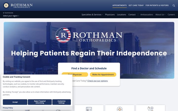 Screenshot ta' rothmanortho.com