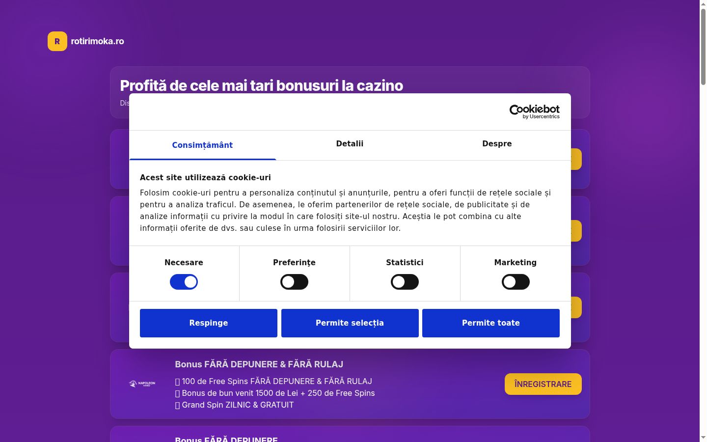 Captura de ecrã do banner de consentimento apresentado antes de qualquer interação