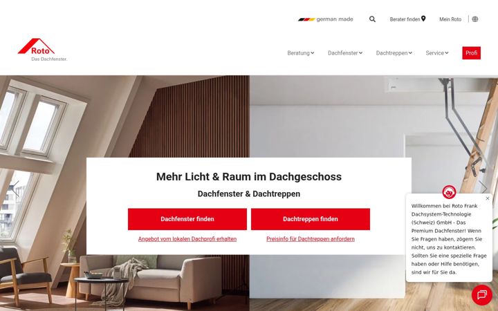 Skærmbillede af roto-dachfenster.ch
