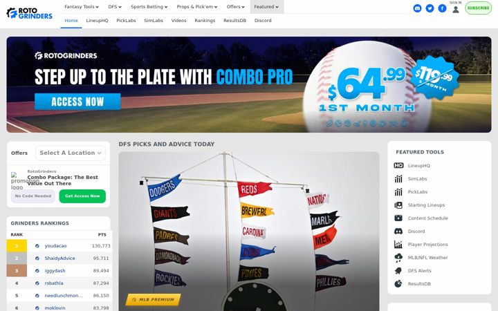 Screenshot of rotogrinders.com