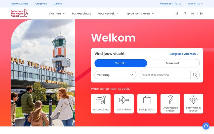 Screenshot του rotterdamthehagueairport.nl