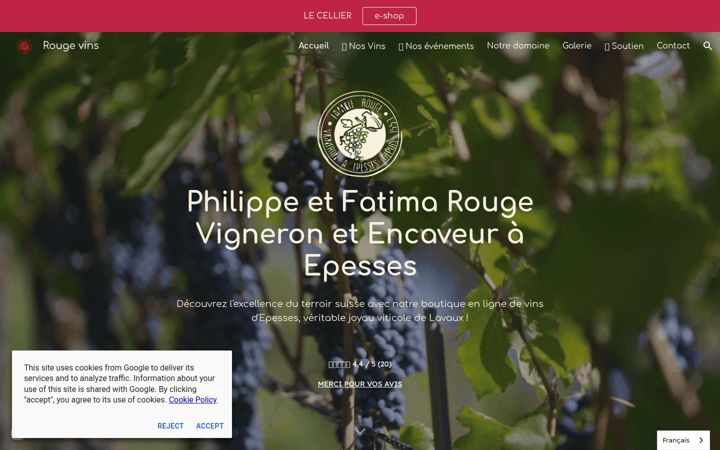 Screenshot of rouge-vins.ch