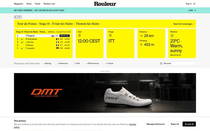 Screenshot of rouleur.cc