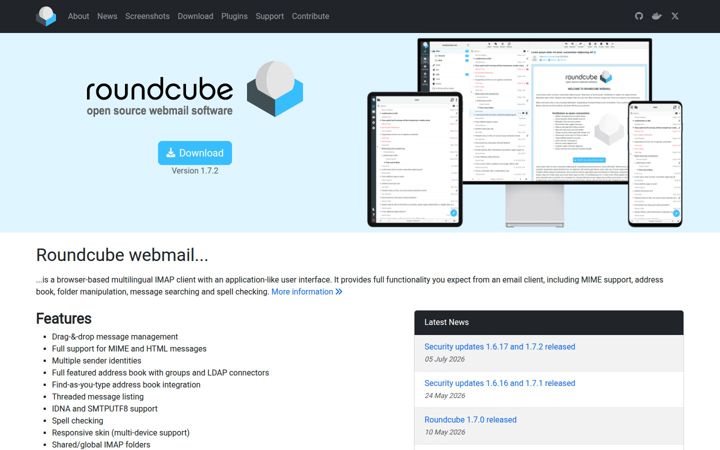 Snimka zaslona za roundcube.net