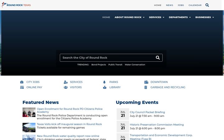 Screenshot of roundrocktexas.gov