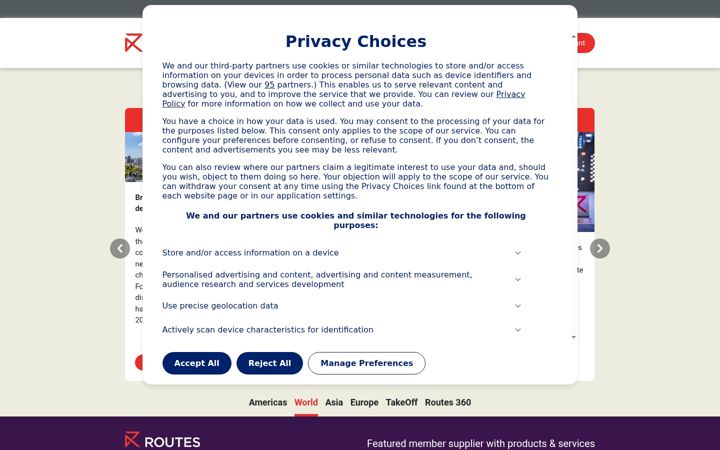 Screenshot of routesonline.com