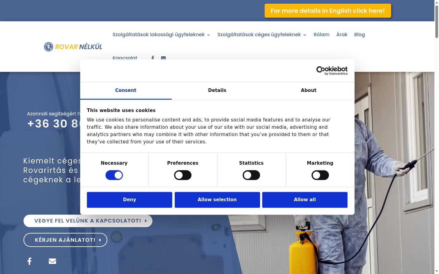 Screenshot of the consent banner shown before any interaction