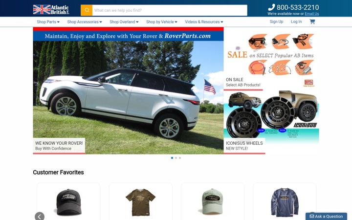 Screenshot of roverparts.com