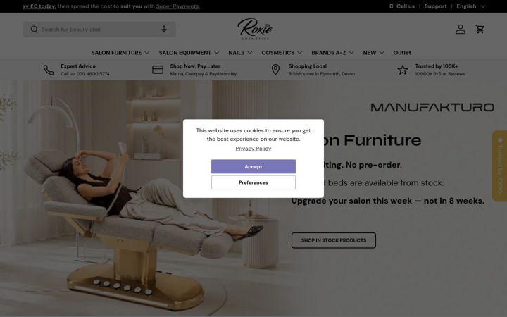 Screenshot of roxiecosmetics.co.uk