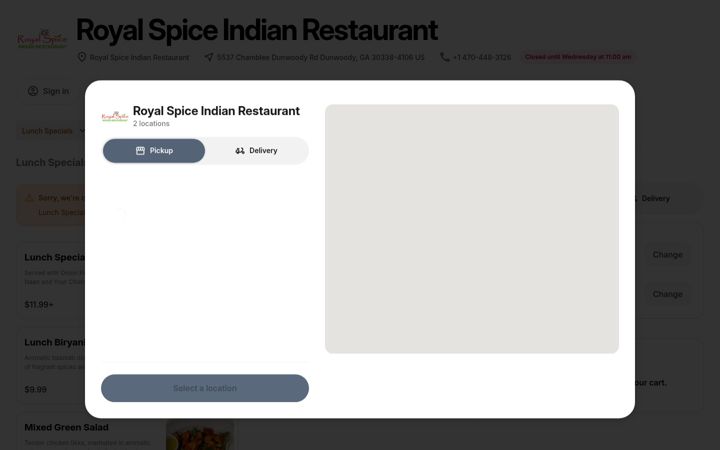 Screenshot του royal-spice-indian-restaurant.square.site