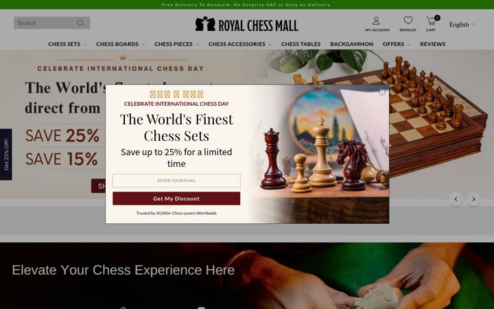 Captură de ecran a royalchessmall.com
