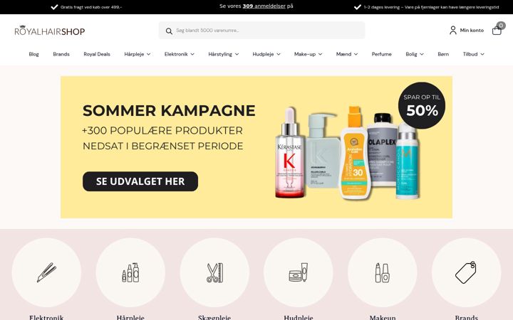 Screenshot of royalhairshop.dk