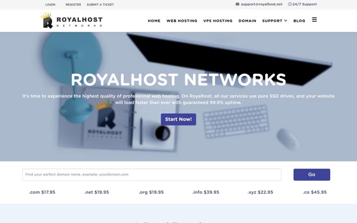 Screenshot of royalhost.net
