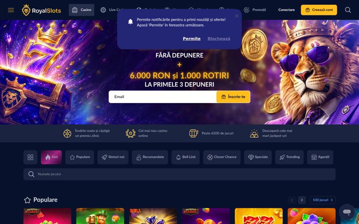 Screenshot van royalslots.ro