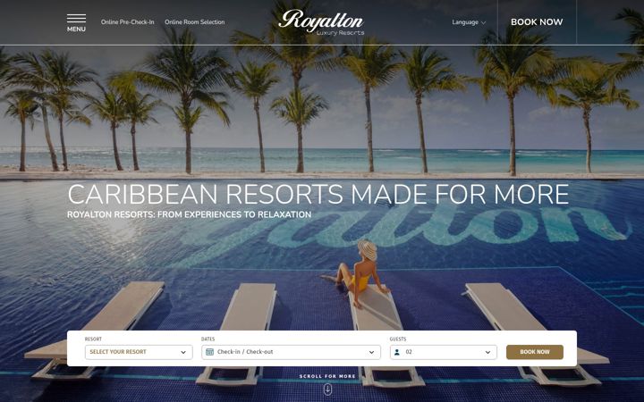 Screenshot of royaltonresorts.com