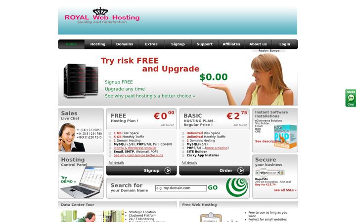 Screenshot of royalwebhosting.net